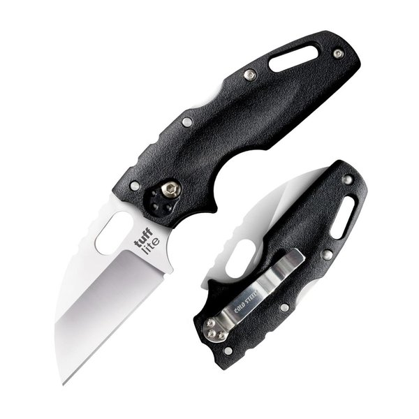 Cold Steel Tuff Lite 2.5" AUS8A Sheepsfoot Razor-Sharp Plain Blade 3.5" Griv-Ex Black Handle Pocket Folding Knife, Boxed