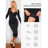 Popilush Ruched Dresses with Build in Shapewear V Neck Formal Dresses for Women Bodycon Midi Dress for Wedding Guest