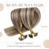 LaaVoo U Tip Hair Extensions Real Human Hair Utip Extensions Human Hair Highlight Ash Brown with Light Blonde Stick Tip Hair Extensions Blonde Pre Bonded Keratin Extensions 18 Inch 50g/50s