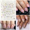 Flower Nail Art Stickers Decals 5D Embossed Engraved Nail Decals Spring Summer Nail Supplies Accessories with Nail Tweezer 3D Self-Adhesive Nail Decoration for Women Nail DIY Design(3 Sheets)