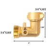 Xiny Tool 90 Degree Garden Hose Adapter with Shut Off Valves, 3/4" Solid Brass Garden Hose Elbow Connector with 2 Extra Pressure Washers (1)