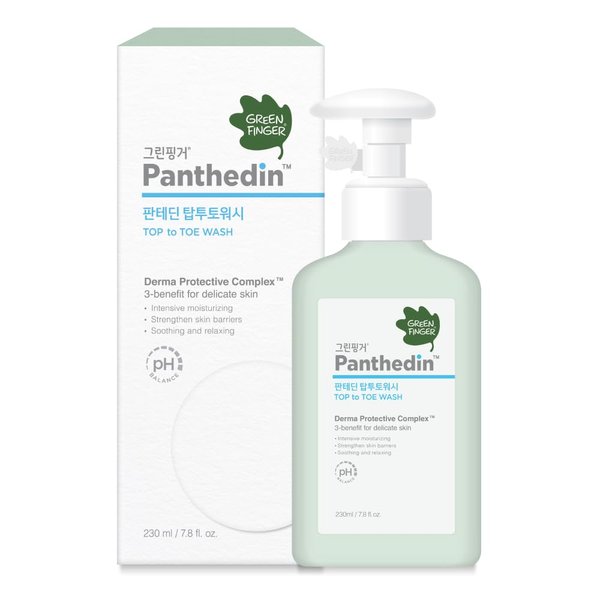 GREEN FINGER Panthedin Top to Toe Wash & Shampoo 7.8 Fl Oz, Skin Barrier Repair with Ceramide Body Wash, Moisturizing Skin with Hyaluronic acid, Hypoallergenic for Sensitive Itch Skin, Korean Skincare