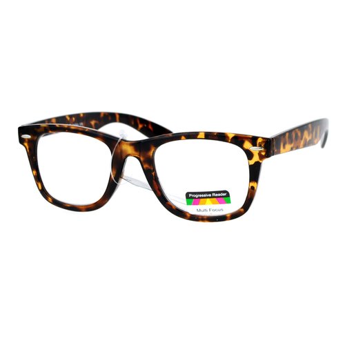 SA106 Retro Horn Rim Multi 3 Focus Progressive Reading Glasses Tortoise 1.5
