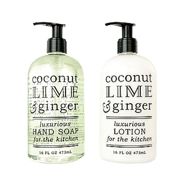 Greenwich Bay Kitchen Collection COCONUT LIME & GINGER Scented Liquid Hand Soap & Lotion Combo with Shea Butter - 16 fl oz Pump Bottles