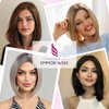 EMMOR Short Bob Wigs,Natural Shoulder Length Central Lace Bob Wgs, Premium Heat-Resistant Synthetic Straight Wigs for Women Daily Use(Ombre Ash)