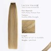 Lacer Tape in Hair Extensions Human Hair 14 Inch Natural Weft #8 Light Brown Fading to #12 Light Brown with #60 Platinum Blonde Double Sided Extensions Human Hair 50g 20pcs
