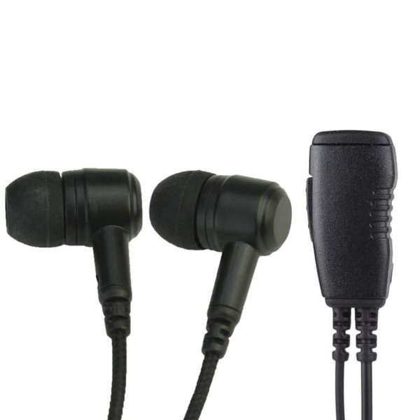 Earpieces Split-Wire Covert Black Dual Earbud and PTT Mic for Motorola SL300 and SL7550 Two Way Radios (Commercial Grade - 3 Year Warranty)