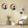 Stained Glass Dog Memorial Gifts for Loss of Dog Suncatcher, Black Angel Dog on Blue Moon Dog Beverage Suncatcher Ornaments Decor Window Wall Sympathy Gift for Dog Lover