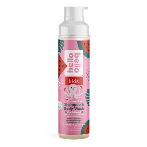 Hello Bello Watermelon Shampoo & Body Wash - Tear-Free, Hypoallergenic, Dermatologist & Pediatrician Tested, Plant Based Formula for Babies and Kids - 10 FL Oz (Packaging may vary)
