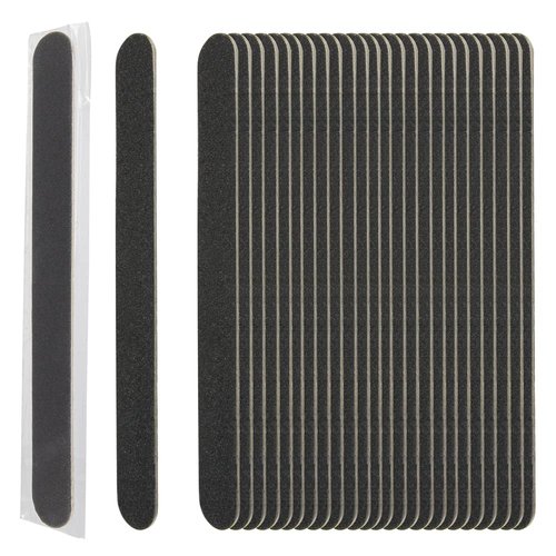 ForPro Professional Collection Wood Nail File, Black, 180/180 Grit, Double-Sided Manicure & Pedicure Nail Files, 7” L x .75“ W, Individually-Wrapped, 100-Count