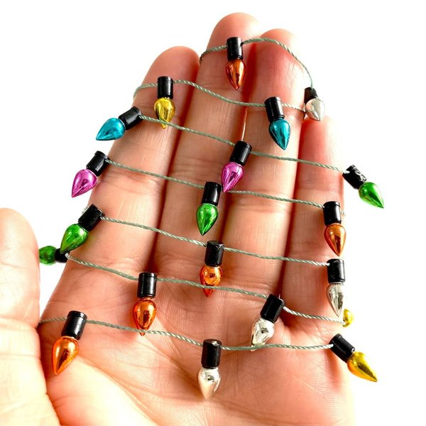 Peachcor Christmas Lights String of Miniature, Dollhouse Miniature Fake Light, Christmas Tree Fairy Lights Decorative, Metalic Multicoloured Dollhouse Miniatures (1mtr)