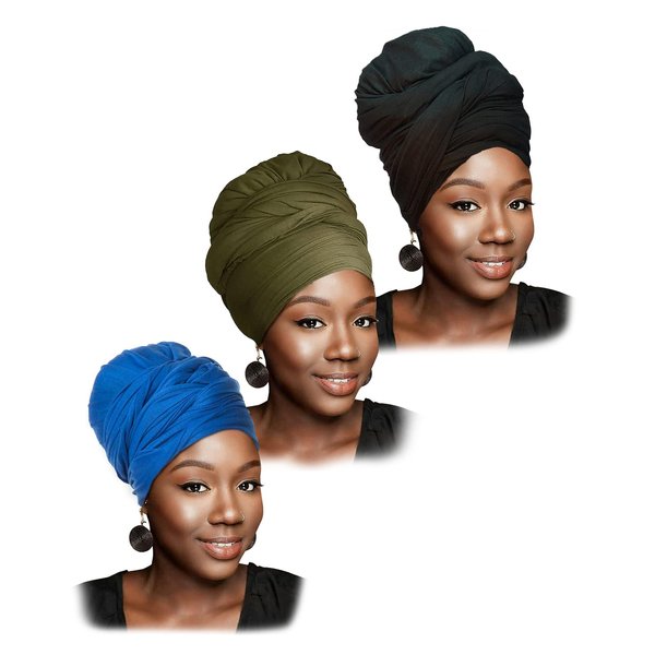 HOMELEX Head Wrap Scarf Stretch Jersey Knit Hair Wrap Long Turbans for Black Women Wide Headwear