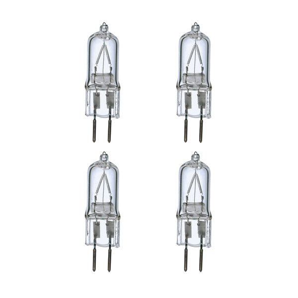 Satco S3164/04 T4 Bi-Pin Halogen Light Bulb, GY6.35 Base, 35 Watts, Clear, 4-Pack
