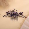 Teyglen Rhinestone Wedding Headpieces Bridal Purple Crystal Hair Comb Hair Accessories for Bride Handmade Red Black Blue Hair Pieces for Women Girls