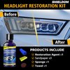 SHIELDOM Car Headlight Restoration Kit Restorer for Auto Headlamp Cleaner Renewal Set of | 3X Sandpaper | 1x Sponge | 1x Towel | Remove Scratches Yellowing and Oxidation - 30ML