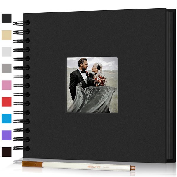 Scrapbook Photo Album,8x8in DIY Hardcover Kraft Photo Album with Display Picture Window,Personalized Blank Memory Book for Family, Wedding,Guest Book,Anniversary,80Pages/40Sheet
