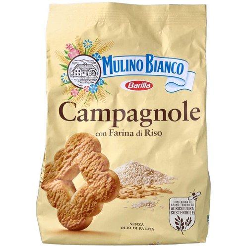 Mulino Bianco: "Campagnole" Shortbread cookies with cream of rice milk and rice flour - 24.69 Oz (700g) [ Italian Import ]