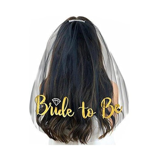 VMila Bachelorette Party Veil - Perfectly Designed for Bride to Be with Stylish Bride to Be Sash, Bridal Shower Tiara, Bridal Sash - Ideal Bride Sash for Bachelorette Party (Gold White)