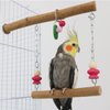 Bird Swing Parakeet Perch Bird Natural Wood Stand Parrot Cage Hanging Bite Resistance Toys Top Wooden Branches Standing Toys Cage for Small Medium Parrots Budgie Lovebirds