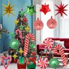 34 Pcs Christmas Foil Balloons Set, Christmas Round Swirl Candy Cane Gift Box and Explosion Star Mylar Balloons, Red Green Gold Xmas Party Decorations for New Year Holiday Theme Party Decor Supplies