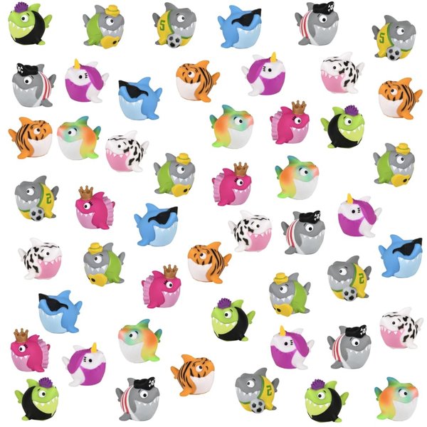 Fifty (50) 2" Sea Animals Rubber Bath Toys with Costumes (Sharks in Costume (50))