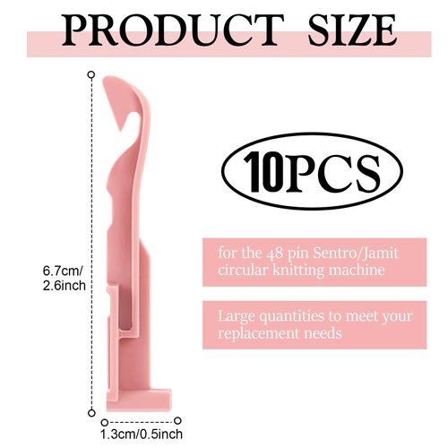 Tondiamo 10 Pcs Knitting Machine Replacement Needles Knitting Machine Needles Knitting Accessories Knitting Machine Crochet Adapter Compatible with Sentro Knitting Machine 22 32 40 48