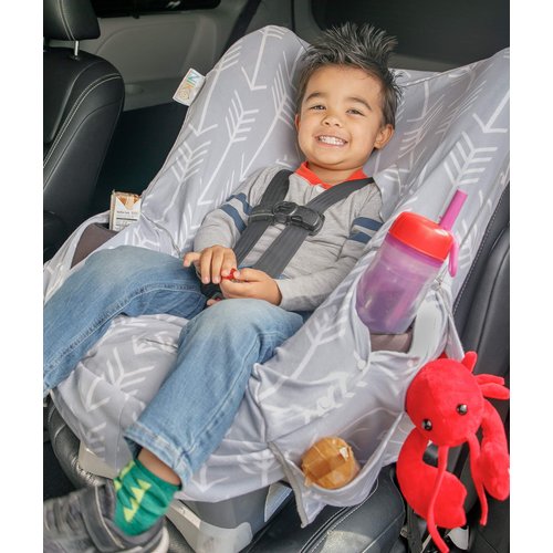 Niko Easy Wash Children's Car Seat Cover & Liner - Cotton Jersey Gray & White Arrow Pattern - Universal FIT - Crash Tested - Waterproof SEAT Bottom - Easy to Clean - Machine Washable