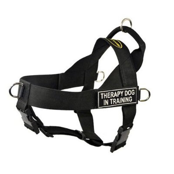 Dean & Tyler DT Universal No Pull Dog Harness - Adjustable, Strong Neoprene Nylon - for Small Breeds - Removable Patches - Size XSmall - Girth Size 21"- 25" - Includes Therapy Dog in Training Patches