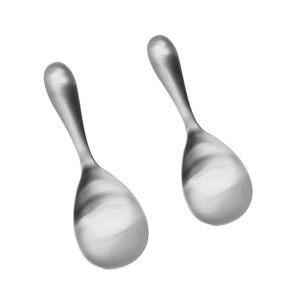 2 Pack Thickened Stainless Steel Rice Spoons, 8 Inch Rice Cooker Serving Spoons Soup Paddle Ladle Spoon Kitchen Set, Easy To Clean (Silver)