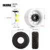 INJORA 1.0 Beadlock Wheel Tires Set -3.78mm Offset Wheel Rims for 1/18 1/24 RC Crawler Car Axial AX24 SCX24 FMS FCX24 TRX4M,White(W1004-T1014)