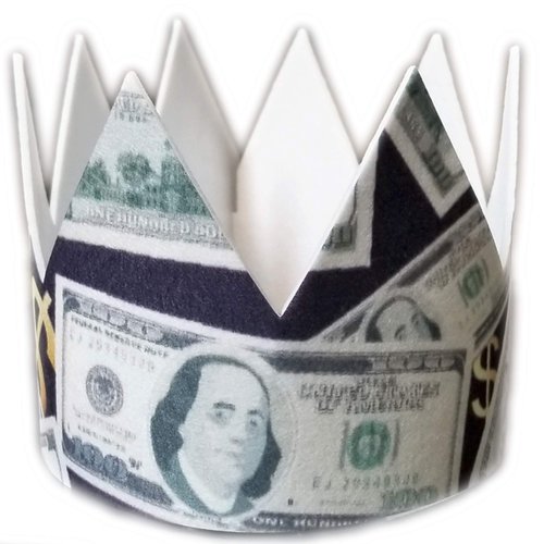 YiiiGoood Dollar Dollar Bill Felt Crown Money Cash Crown 100 Dollar Gag Gift for Birthday Party Money Dollar Theme Party Casino Theme Party Decorations