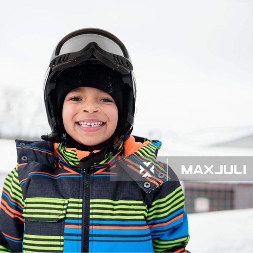 MAXJULI Kids Ski Goggles - Helmet Compatible Snow Goggles for Baby &Toddler with 100% UV Protection Age 0-4 (Black/Grey)