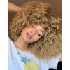 KEAT Short Afro Curly Wigs for Black Women, Brown Blonde Kinky Curly Fluffy Hair Wig with Bangs, Cute Fashion Natural Looking Heat Resistant Full Synthetic Wig for Daily Party K011BR