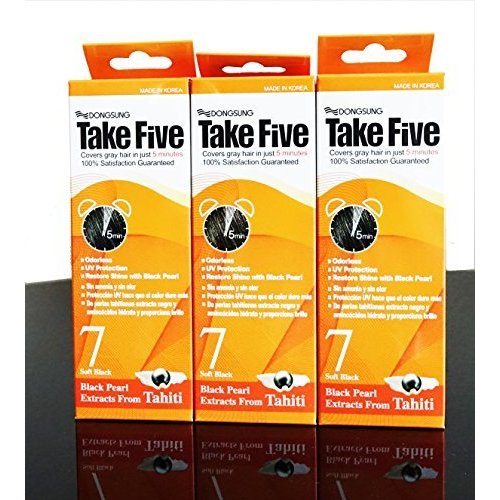 Dongsung Take 5 Hair Dye Gray Hair Coveage No. 7 Black Pack of 3 …