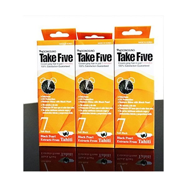 Dongsung Take 5 Hair Dye Gray Hair Coveage No. 7 Black Pack of 3 …