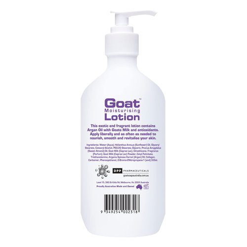 Goat Milk Lotion - Moisturizing - Non Greasy - 17 oz Enriched Milk, Suitable for Dry, Itchy or Sensitive Skin - Made In Australia - Argan Oil