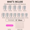 RUOKEXIN Press on Nails Almond Short Fake Nails with Glue Pink White Ombre Acrylic False Nails with Designs Glossy Artificial Nail Press ons Reusable Natural Stick on Nails for Women Fingernails Set