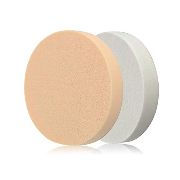 LASSUM 6 Pcs Round Makeup Sponge Facial Powder Puff,Beauty Makeup Foundation Powder Puff -Uses for Dry and Wet 3.54" Diameter