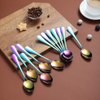 Rainbow Teaspoons 6.5" Set of 12, Berglander Stainless Steel Titanium Plating Shiny Mutil-Color Tea Spoons Silverware, Colorful Tea Spoon Small Dessert Spoon Teaspoon Easy To Clean Dishwasher Safe