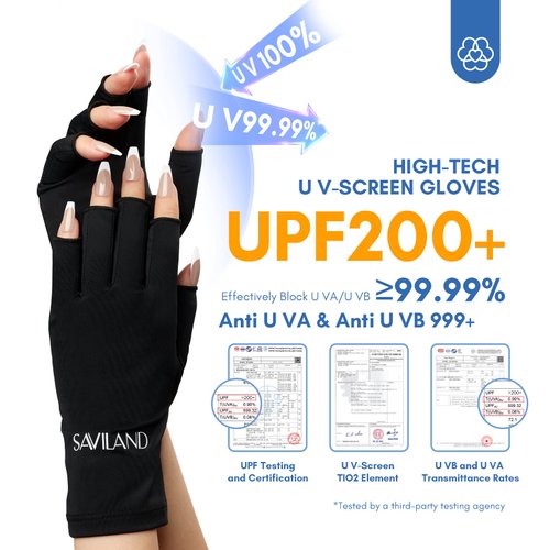 SAVILAND UV Gloves for Nails: Professional UPF200+ UV Gloves for Gel Manicures Anti UVA & UVB 999+ Gloves for Gel Nail Lamp Fingerless UV Light Gloves for Gel Nails Prevent Hands from UV Harm (Black)