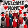Welcome Home Decorations Black Red,Welcome Home Foil Balloon Banner with Confetti Balloons,Red Heart Balloons for Baby Shower Home Family Party Supplies