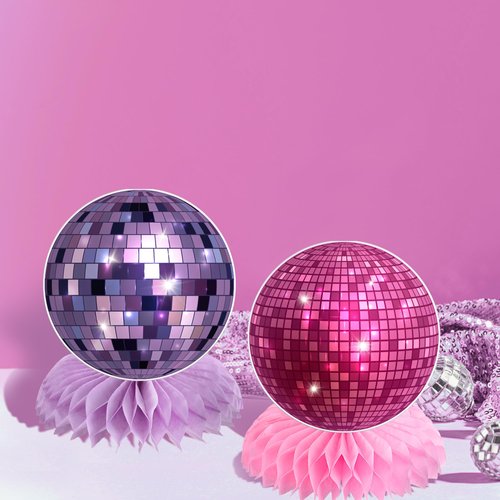 iPartyGo Disco Ball Honeycomb Centerpieces - 9 PCs Colorful 70s Disco Party Decorations Dancing Queen Disco Ball Table Centerpieces Retro Music Party Decor Disco Themed Prom Birthday Party Supplies
