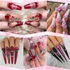 2 Boxes Flower Nail Charms 3D Rose Metal Aluminum Flower Nail Rhinestones Shiny Nail Gems Diamonds Pink Red Rose Nail Art Charms Pearl Nail Jewelry for Acrylic Nails DIY Valentines Nail Decoration