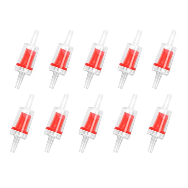 AQUANEAT Aquarium Check Valve, One Way Non Return Valve for Aquarium Air Pump, Check Valve for 3/16 Inch Airline Tubing, Fish Tank Accessories, 10pcs (Red)