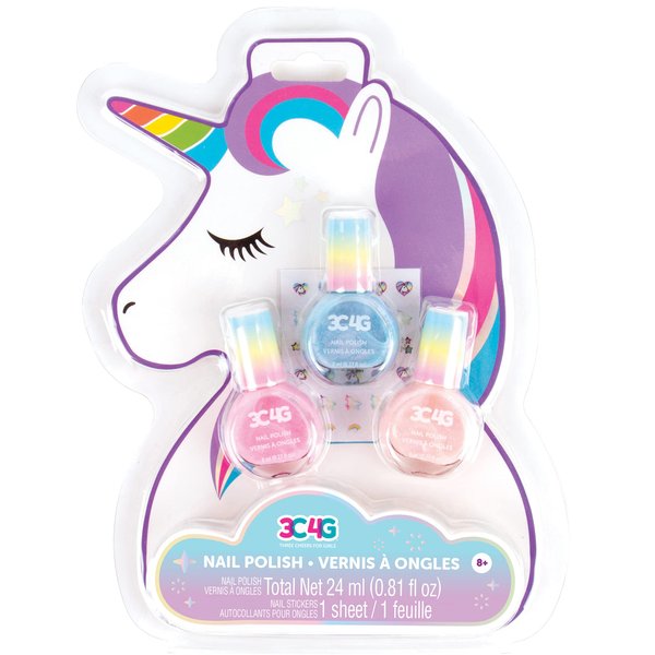 3C4G THREE CHEERS FOR GIRLS Make It Real Unicorn Shimmer Nail Polish Trio, Bring Magic to Life with These Holographic Nail Polishes, for Ages 8 and up