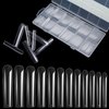 Cycullinyt Long Square Acrylic Fake Clear Nail Tips Set, 240Pcs Full Cover Artificial False Nails Tips Kit Press on Nails, 12 Sizes French Nail Tips for DIY Nails Salon at Home