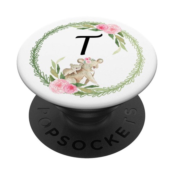 Cell Phone Pop Out Holder,Cute Koala Bear Flower Letter T PopSockets Grip and Stand for Phones and Tablets