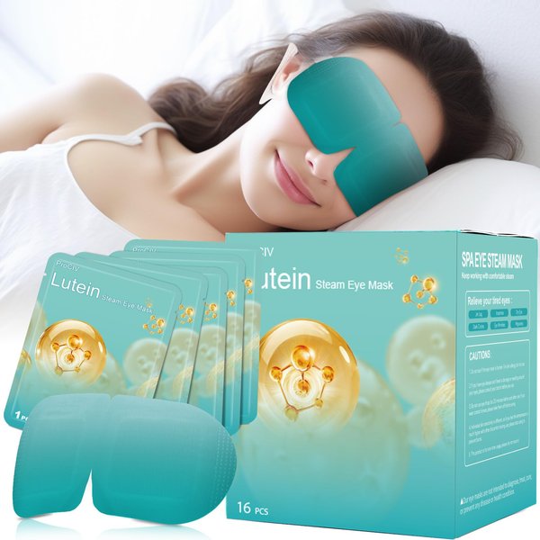 16 Packs Steam Eye Mask Lutein, Heated Eye Masks Bluebell Scent Relaxing Gifts for Women Soothing Eye Fatigue Hot Sleep Mask, Warm Eye Compress for Dry Eyes, Disposable Eye Mask for Travel Essentials