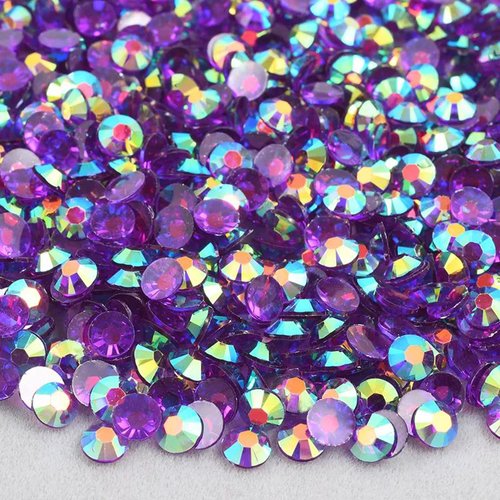 Niziky 1000PCS 6mm Resin Flatback Rhinestones, Transparent Flatback Rhinestones Crystal for Crafts, Purple AB Color Flatback Jelly Resin Rhinestones for Shoes, Mugs, Bottles, Cups, Craft Decorations