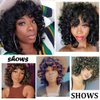 KEVVTY Black Curly Wigs for Black Women Short Curly Wigs With Bangs For Women Synthetic Afro Curly Wigs Bouncy Fluffy Curly Hair Wigs Glueless Daily and Cosplay